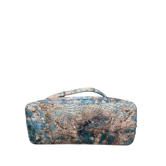 BRAHMIN LARGE DUXBURY “BLUE LACE MELBOURNE “ SATCHEL CROC Leather Good Condition - Picture 5 of 10